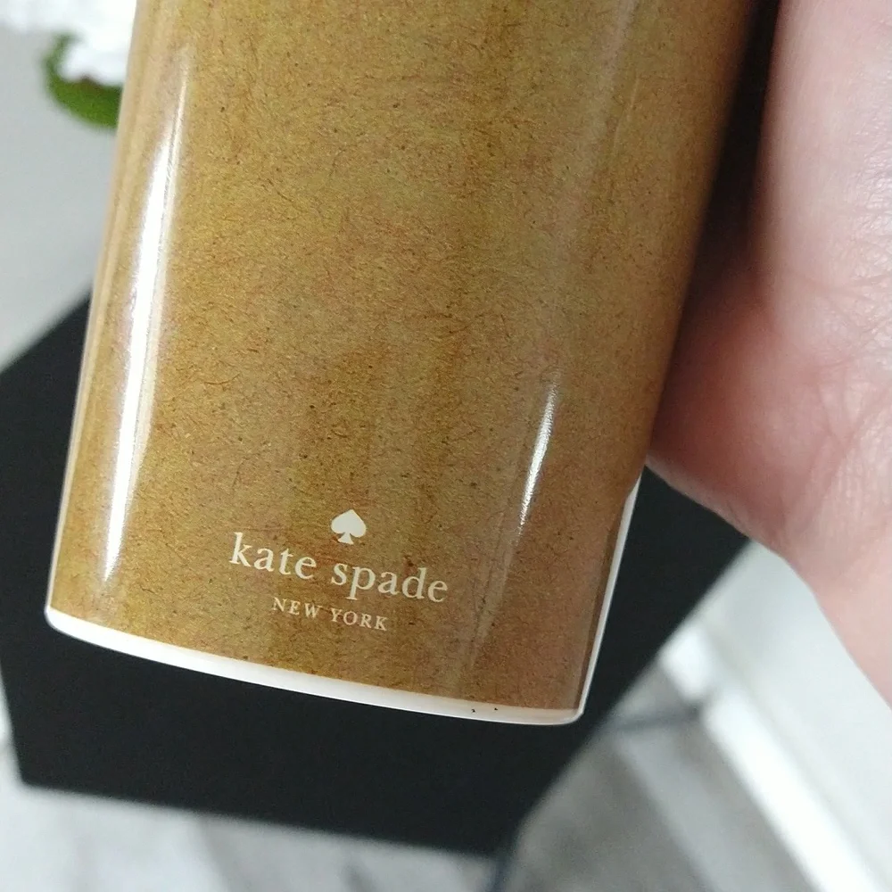 Kate Spade printed coffee themed insulated tumbler travel cup